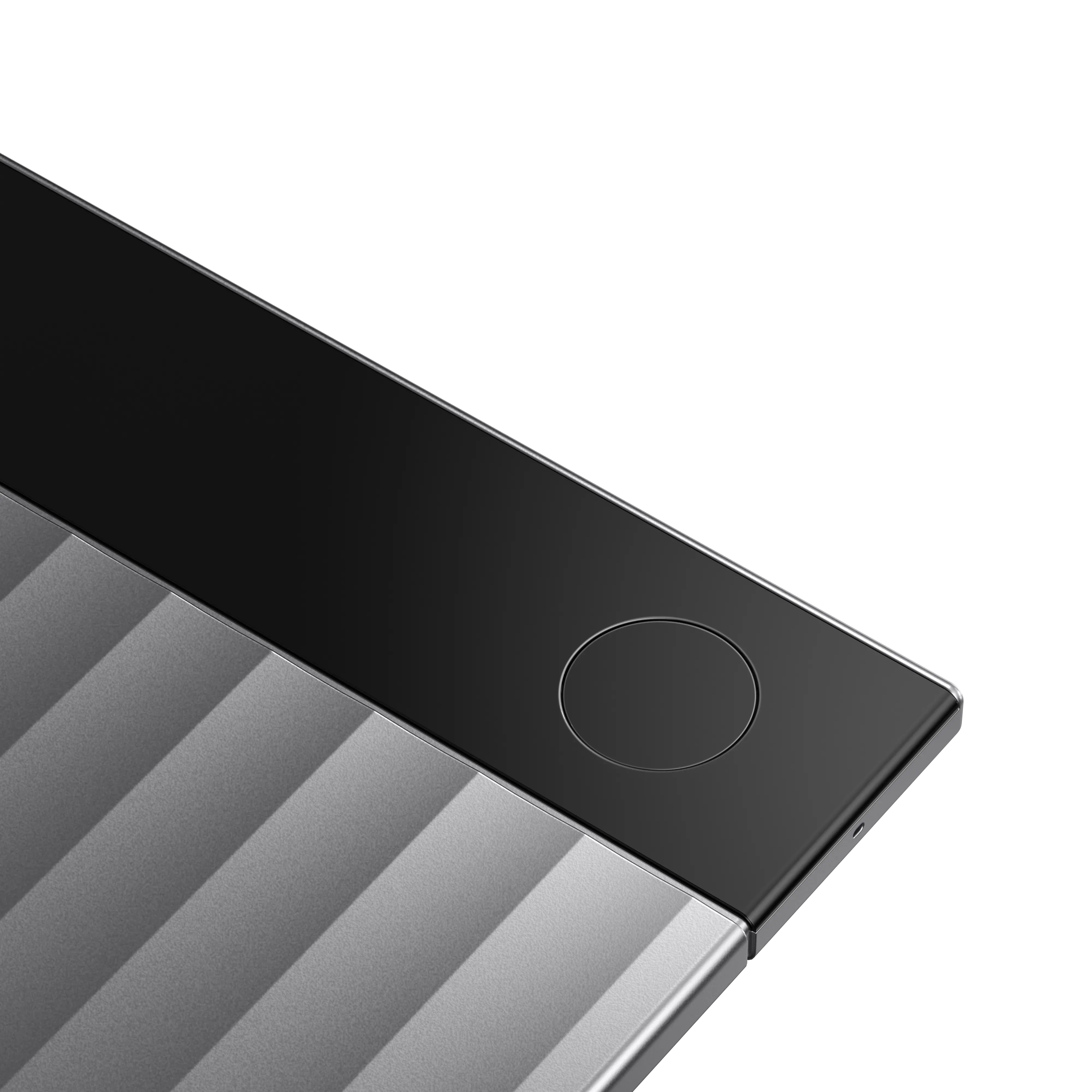 Sleek Plaud Note Pro AI voice recorder with ribbed gray body and black control panel featuring innovative recording capabilities