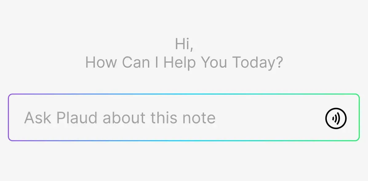 "Ask Plaud about this note" input field in the Plaud App interface for AI-powered note analysis.