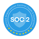 SOC 2 Type 2 Compliant certification badge for data security.