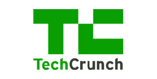 TechCrunch logo featuring a green TC block icon and the brand name in green and grey.