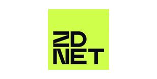 Black ZDNET logo on a lime green square background.